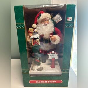 Vintage Trim A Home Christmas Lighted Musical Holiday Scene Santa North Pole
